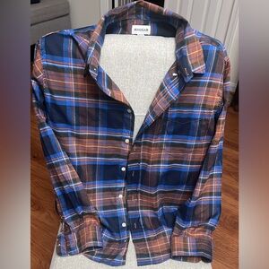 Haggar Men's Casual Plaid Button-Down Shirt - Blue and Brown